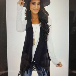 Black Fringe Sweater Vest